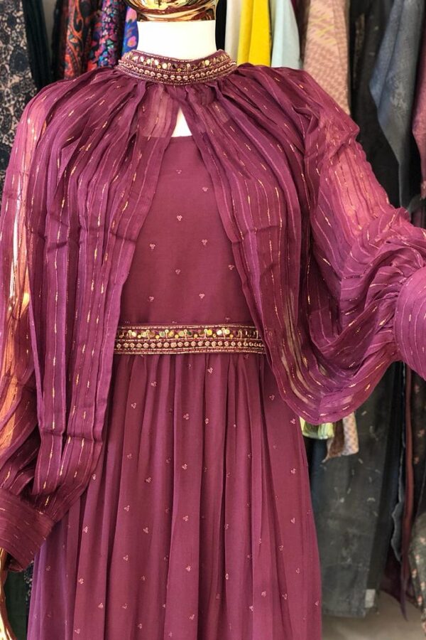 Maroon Pure Georgette Gown