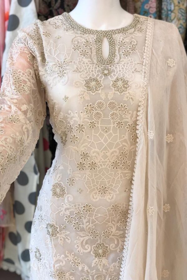 Off-White Embellished Designer Sharara Set #1108