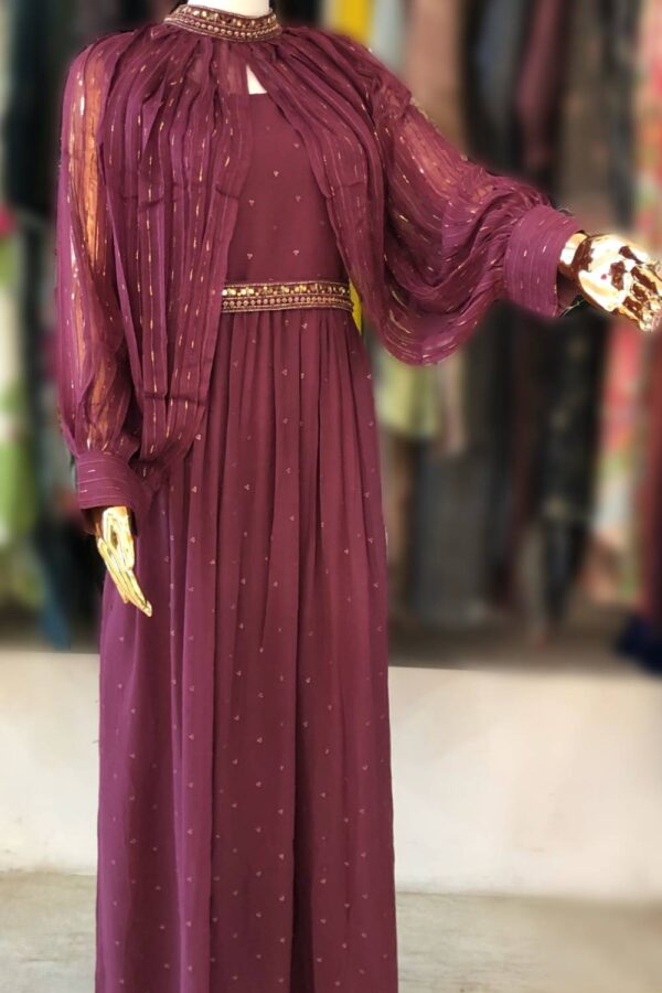 Maroon Pure Georgette Gown