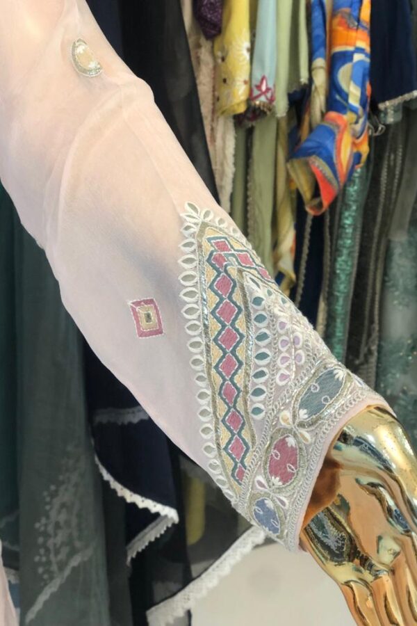 Pink Chinon Embroidered Sharara Set #1065