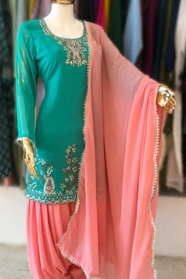 Turquoise Green Georgette Patiala Suit #1157