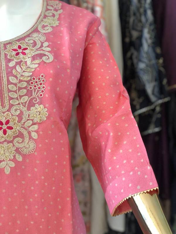 Pink- Beige Muslin Suit Set