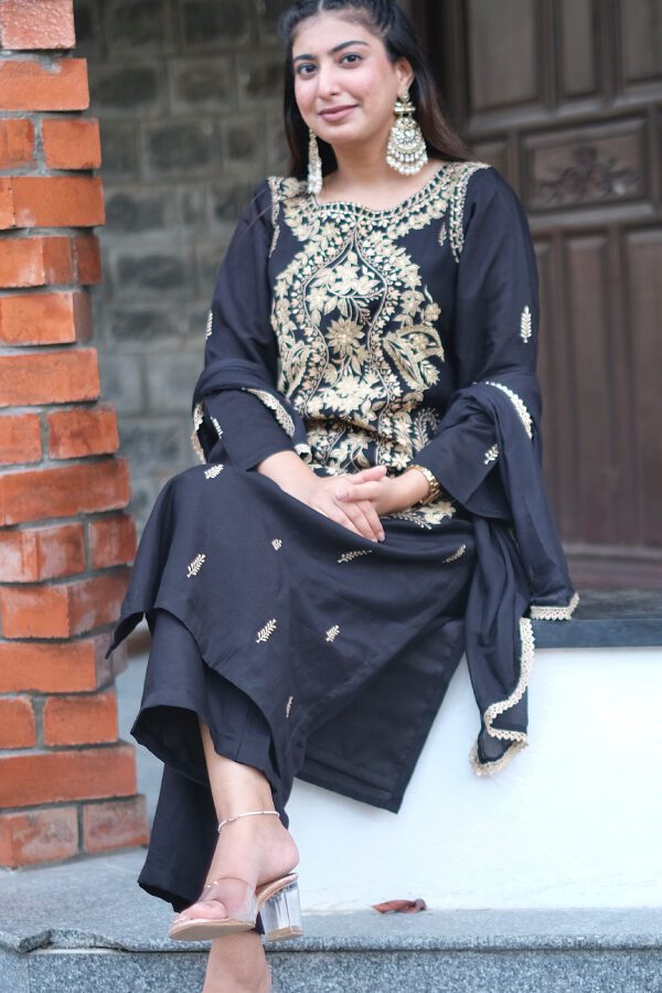 Black Pakistani Zari Work Suit Set  #1432